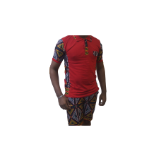 African Solid Polo combination (Red)